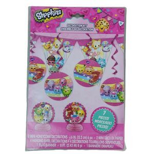 Shopkins Birthday Party‎ Decoration Kit 7 Pc Banner Centerpiece Swirl Supplies
